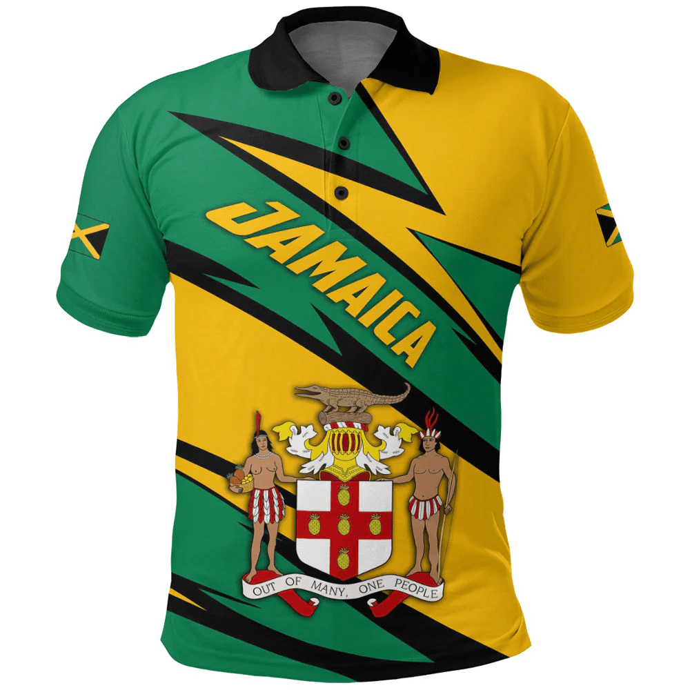Polo Shirts Jamaica Sport Stylized Flag