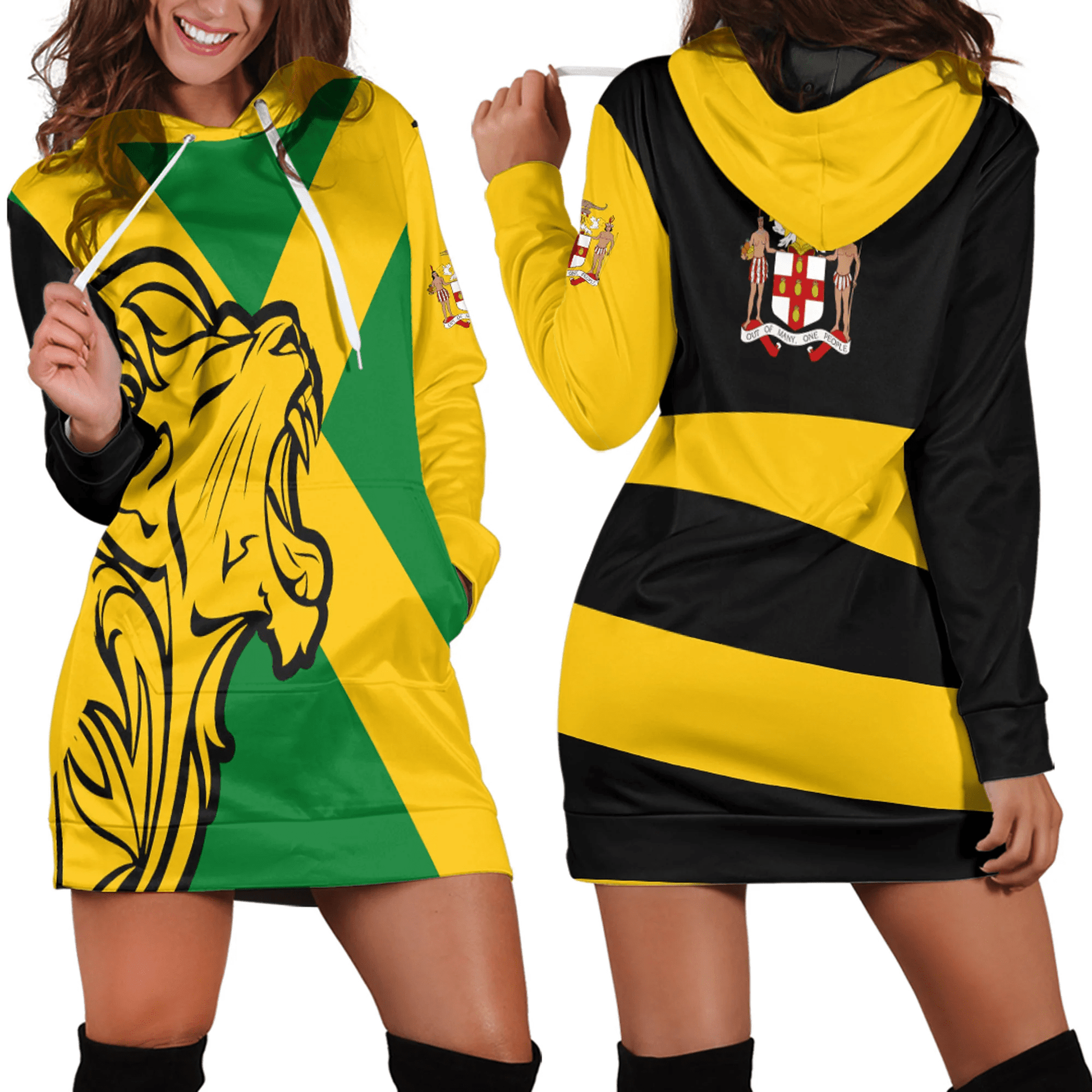 Hoodie Dress Jamaica Flag and Lion