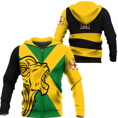 Zip Hoodie Jamaica Flag And Lion