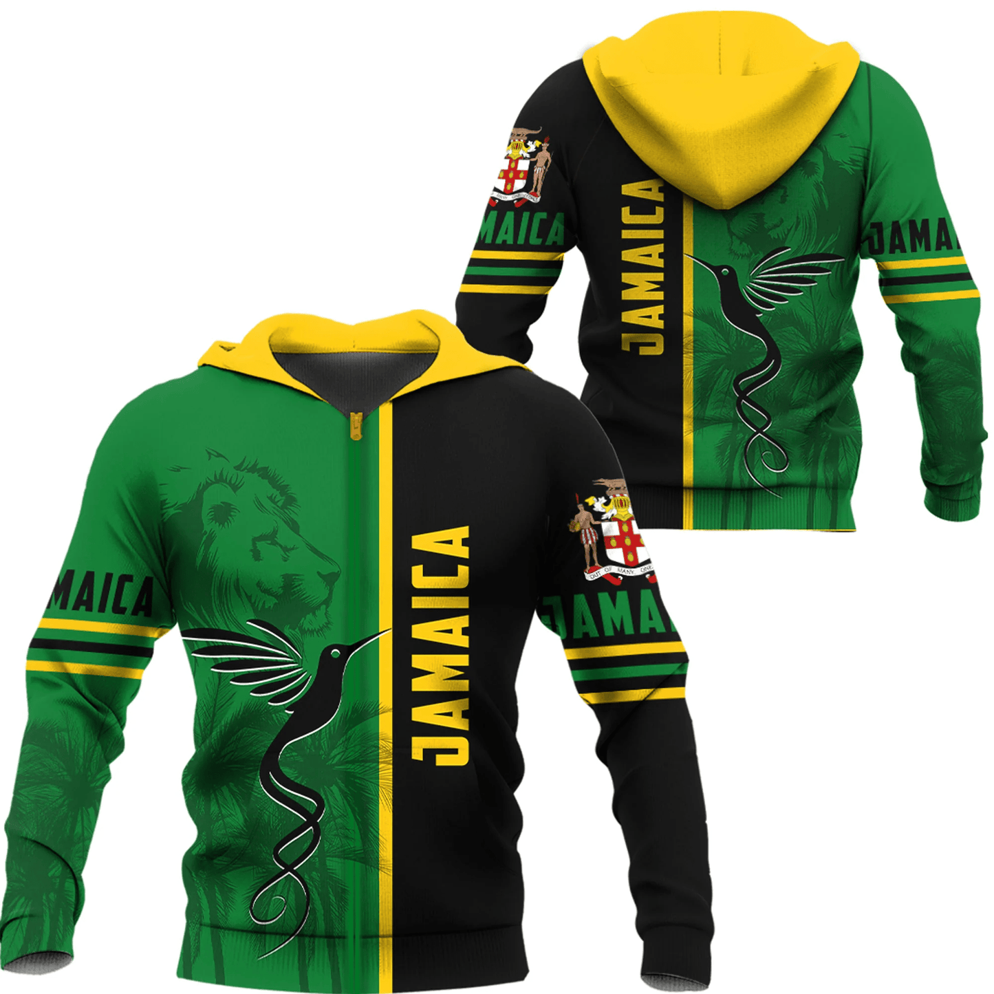 Zip Hoodie Jamaica Flag Half Landscapes