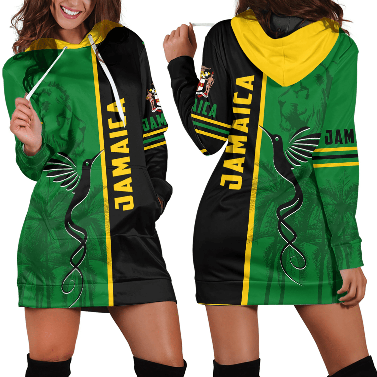 Hoodie Dress Jamaica Flag Half Landscapes