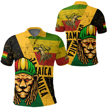 Polo Shirts Jamaica Lion and Judah Flag Style
