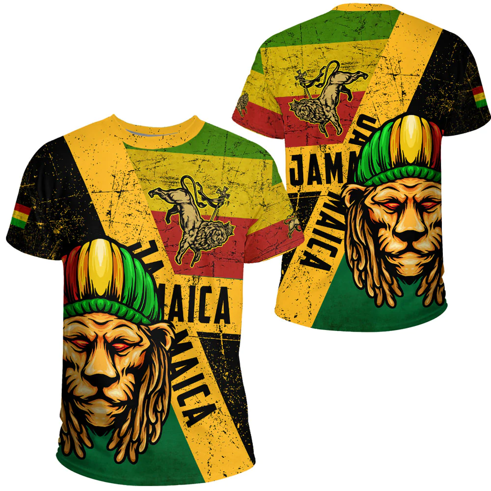 T Shirt Jamaica Lion And Judah Flag Style