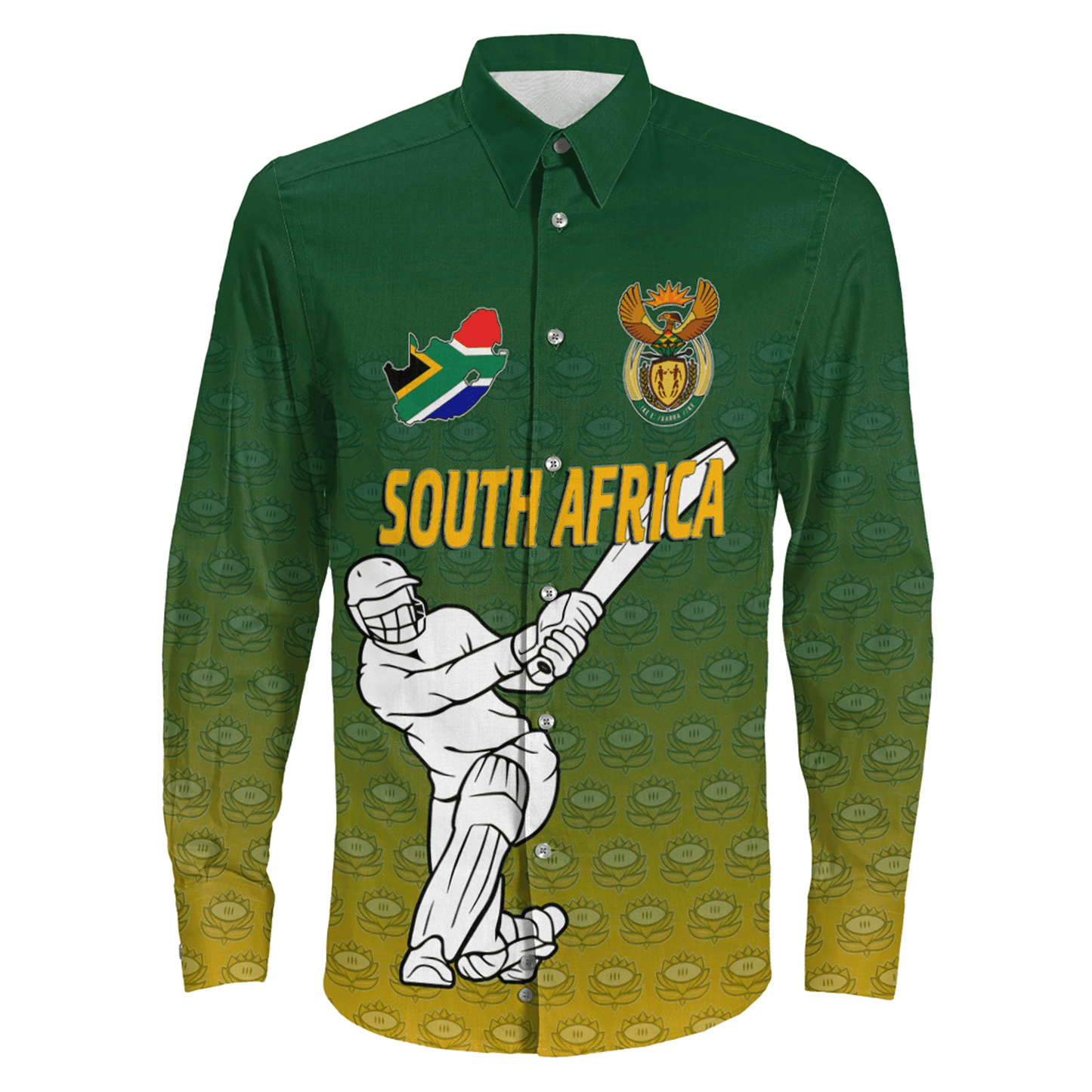 Long Sleeve Button Shirt  Custom South Africa Cricket Style