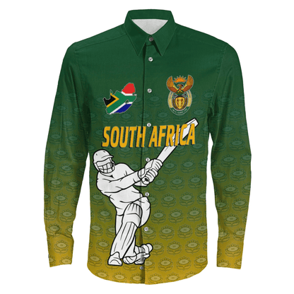 Long Sleeve Button Shirt  Custom South Africa Cricket Style