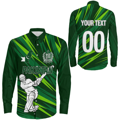 Long Sleeve Button Shirt  Custom Pakistan Cricket Style