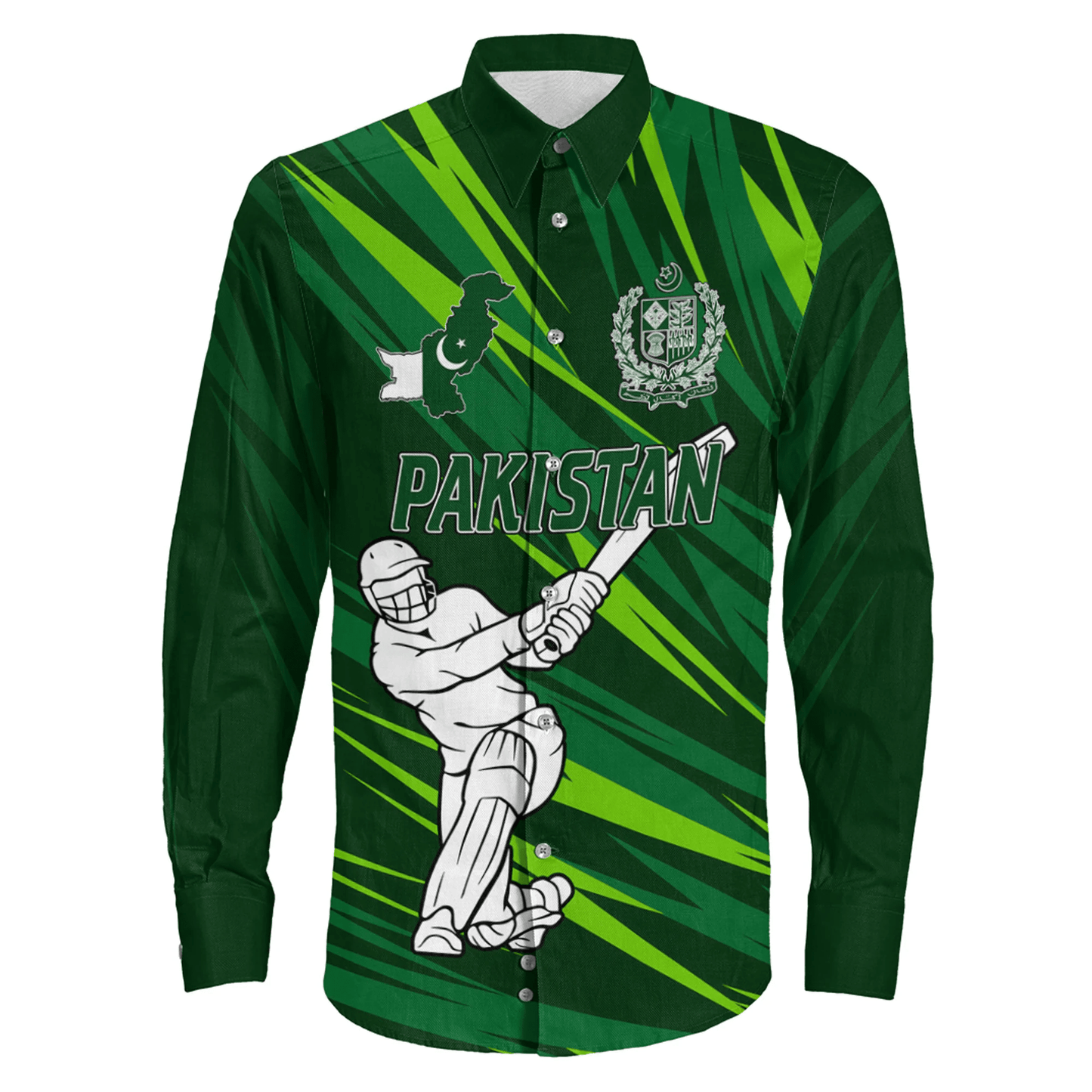 Long Sleeve Button Shirt  Custom Pakistan Cricket Style