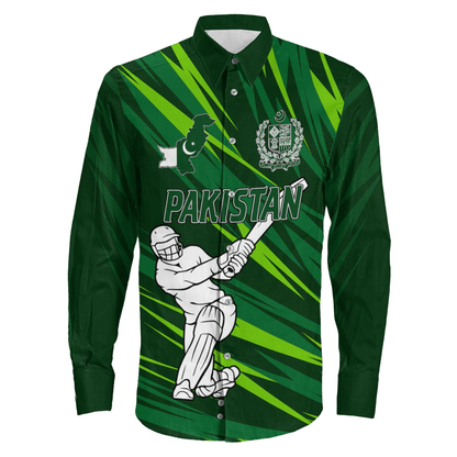 Long Sleeve Button Shirt  Custom Pakistan Cricket Style