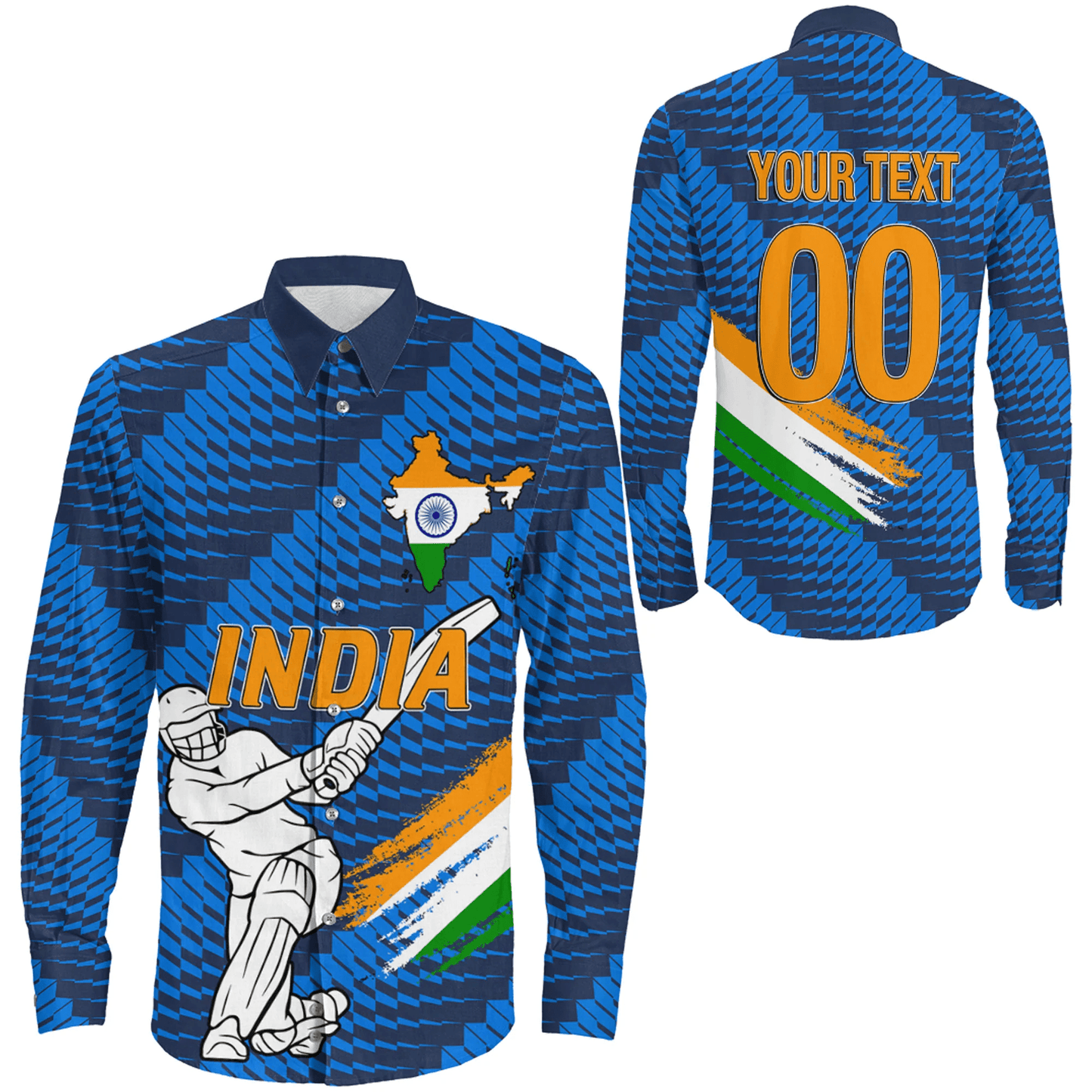 Long Sleeve Button Shirt  Custom India Cricket Style