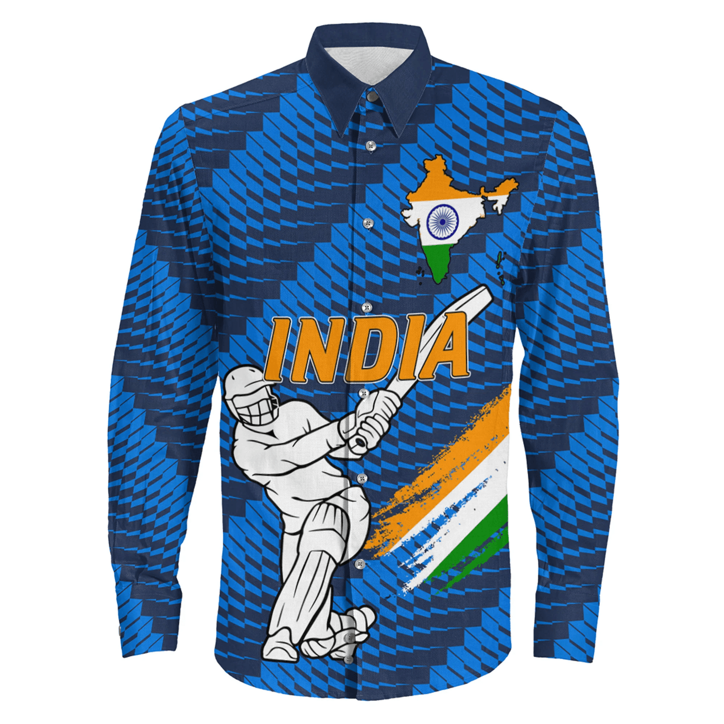 Long Sleeve Button Shirt  Custom India Cricket Style
