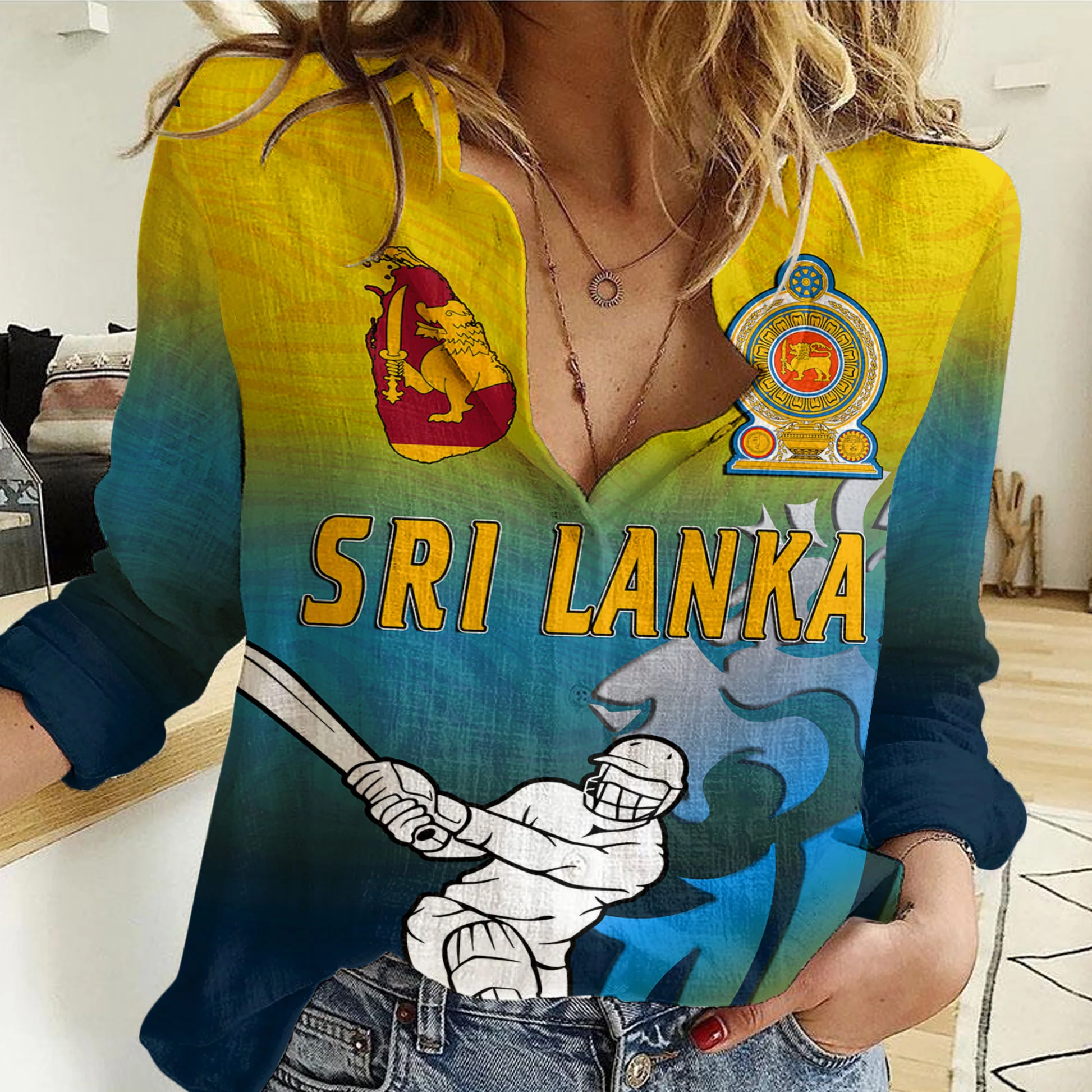 Women Casual Shirt Custom Sri Lanka Cricket Style