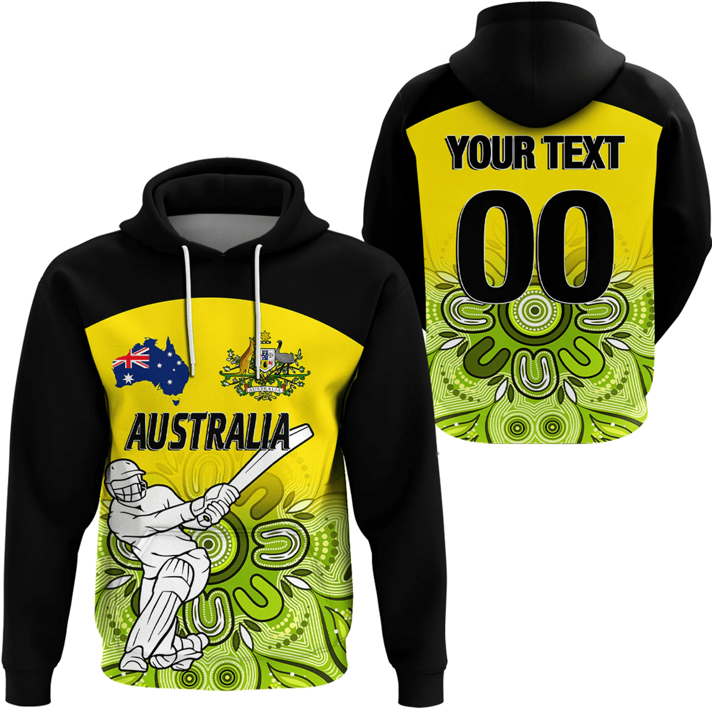 Hoodie Custom Australia Cricket Style