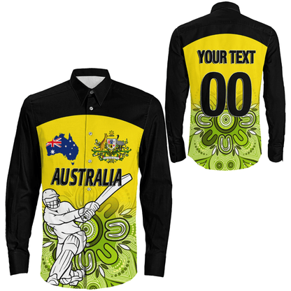 Long Sleeve Button Shirt  Custom Australia Cricket Style