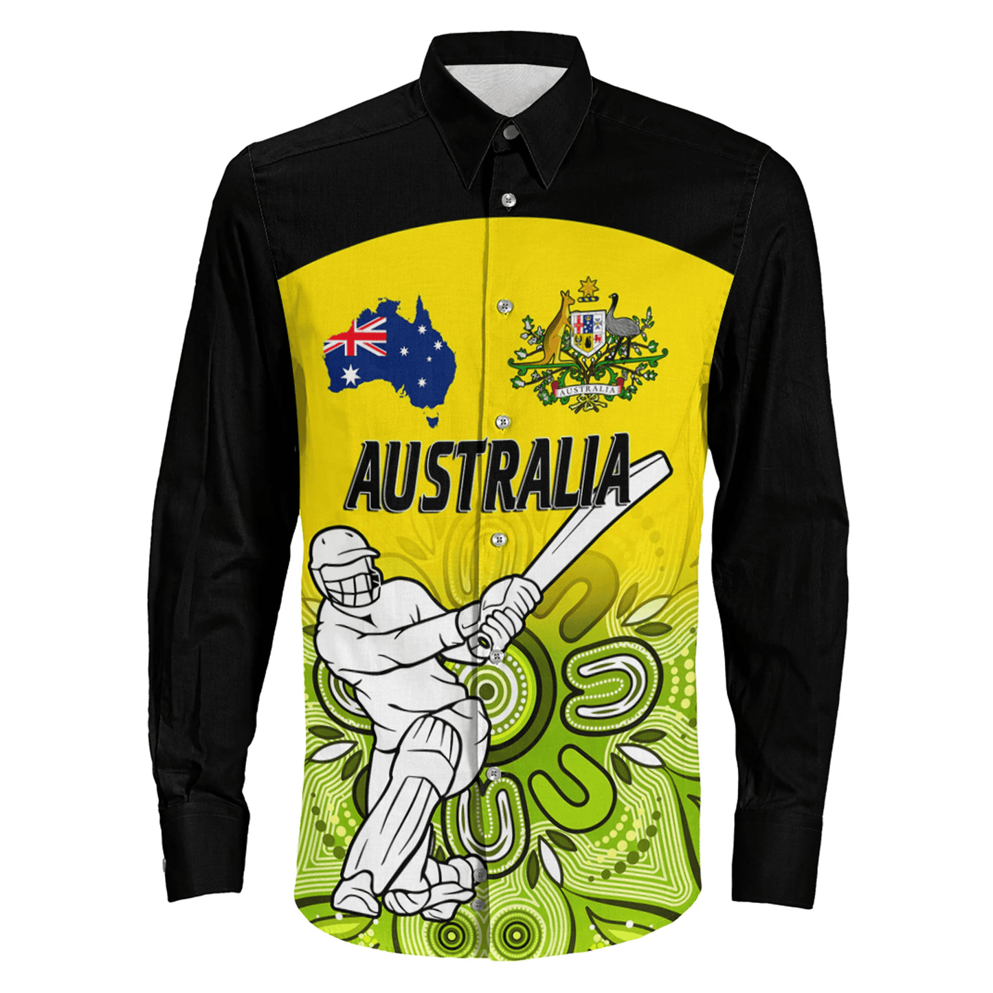 Long Sleeve Button Shirt  Custom Australia Cricket Style