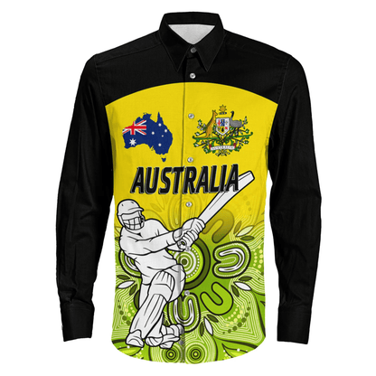 Long Sleeve Button Shirt  Custom Australia Cricket Style