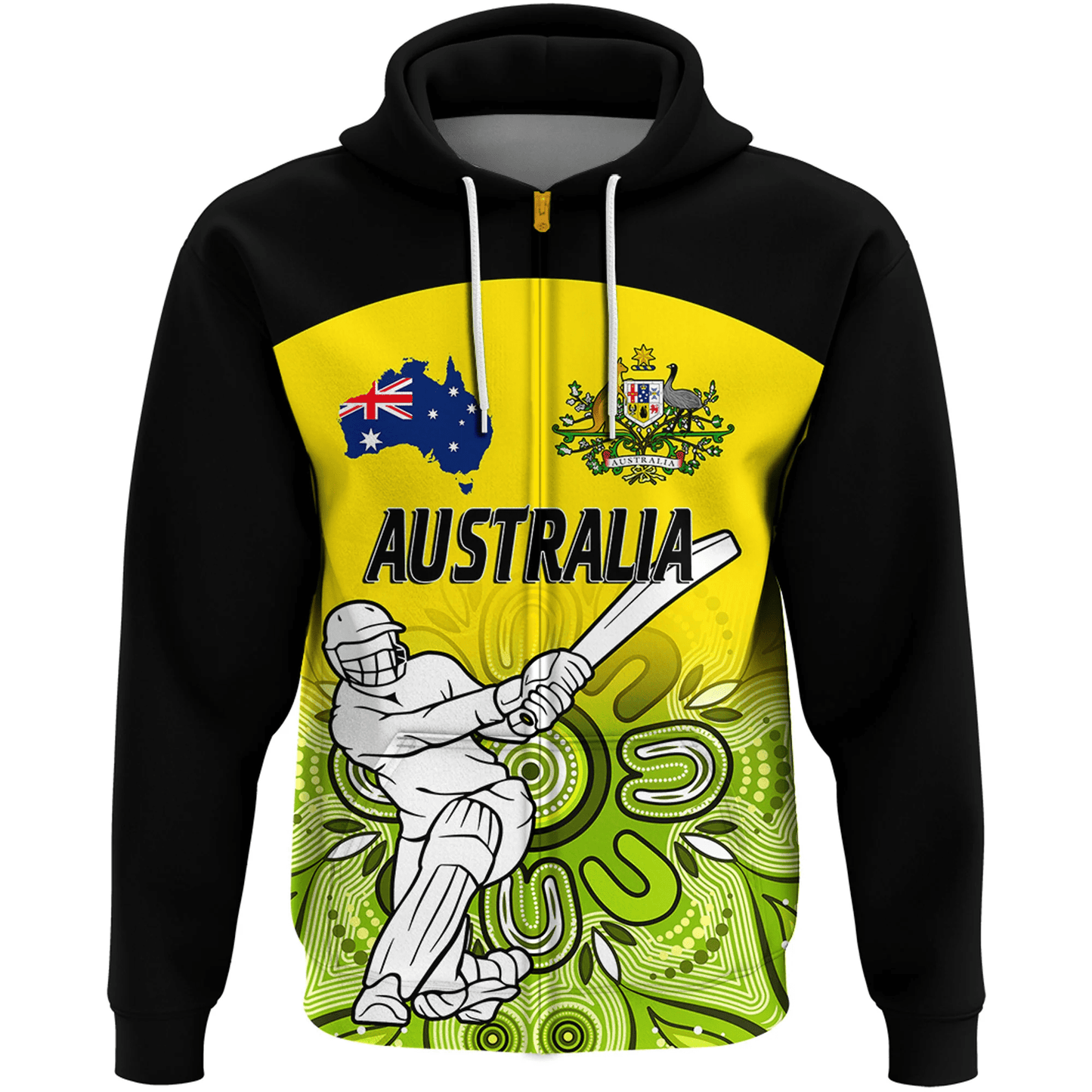 Zip Hoodie Custom Australia Cricket Style