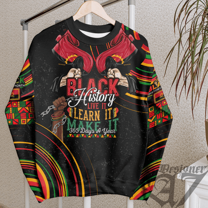 Africa Clothing Angola Sweatshirt Black History Live it Learn it Make it