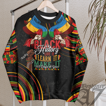 Africa Clothing Red Sea Afar Democratic Organisation Sweatshirt Black History Live it Learn it Make it