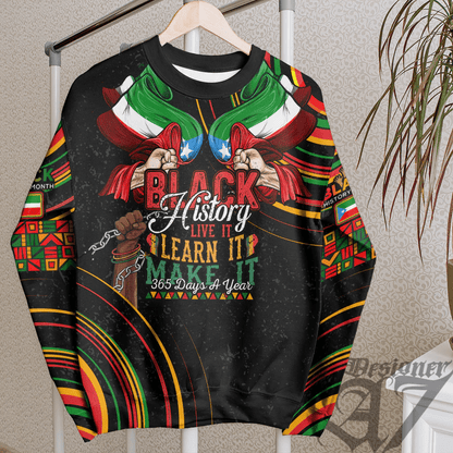 Africa Clothing Somali Ethiopia National Regional State Sweatshirt Black History Live it Learn it Make it