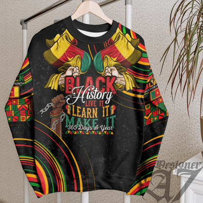 Africa Clothing Cameroon Sweatshirt Black History Live it Learn it Make it