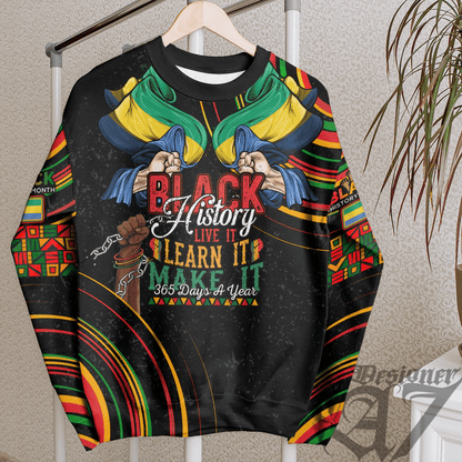 Africa Clothing Gabon Sweatshirt Black History Live it Learn it Make it