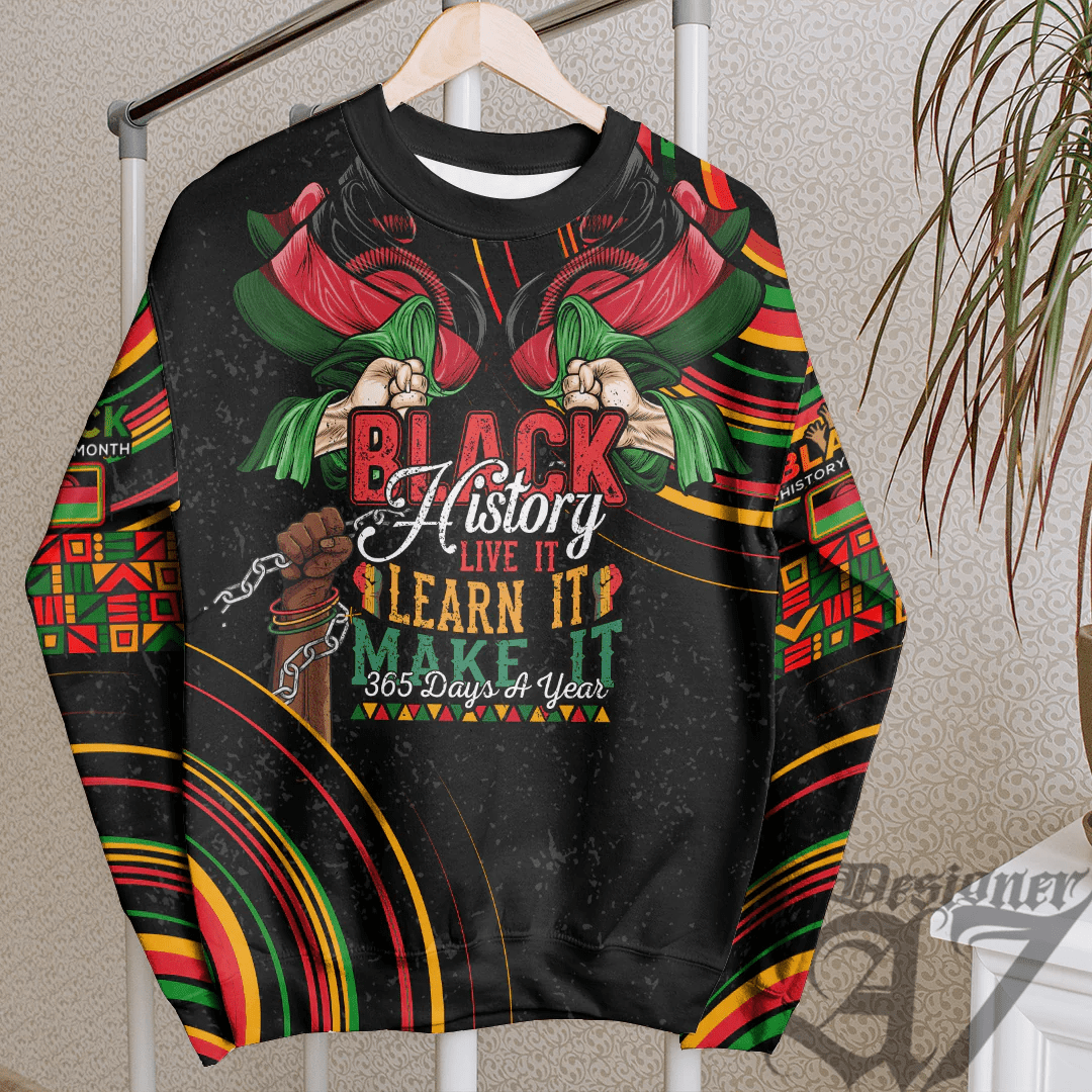 Africa Clothing Malawi Sweatshirt Black History Live it Learn it Make it