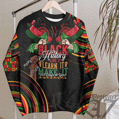 Africa Clothing Malawi Sweatshirt Black History Live it Learn it Make it