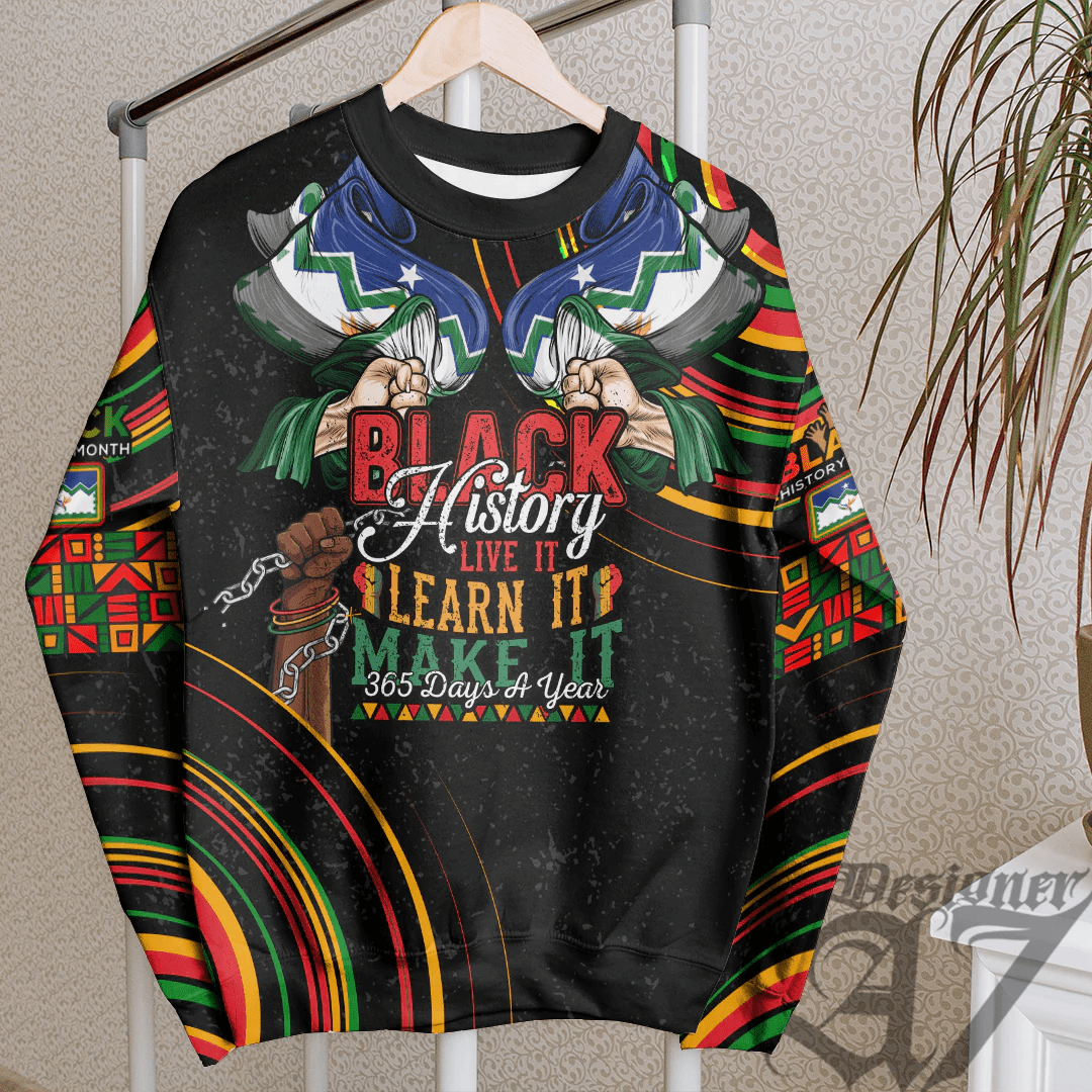 Africa Clothing KwaZulu Natal Region of South Africa Sweatshirt Black History Live it Learn it Make it