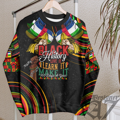 Africa Clothing Central African Sweatshirt Black History Live it Learn it Make it