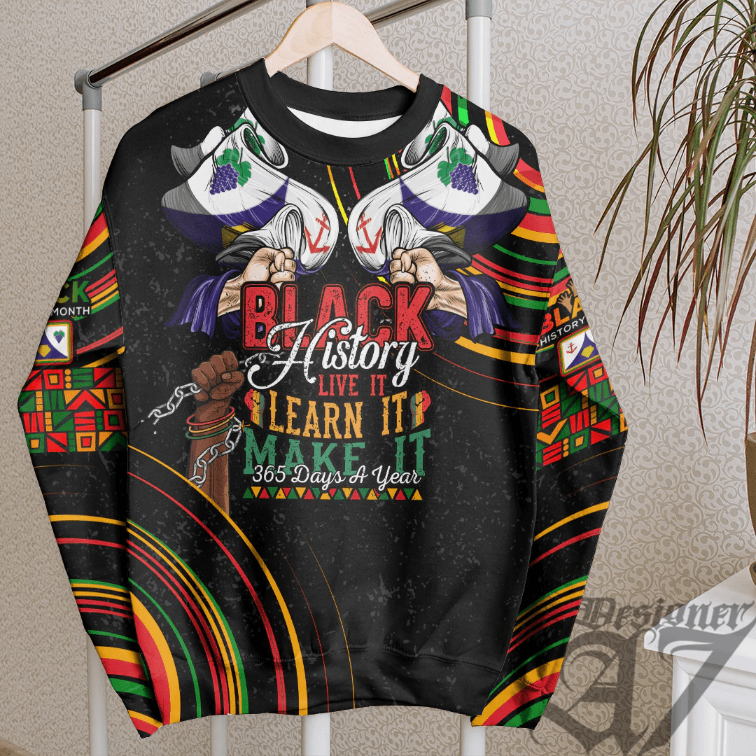 Africa Clothing Western Cape Region of South Africa Sweatshirt Black History Live it Learn it Make it
