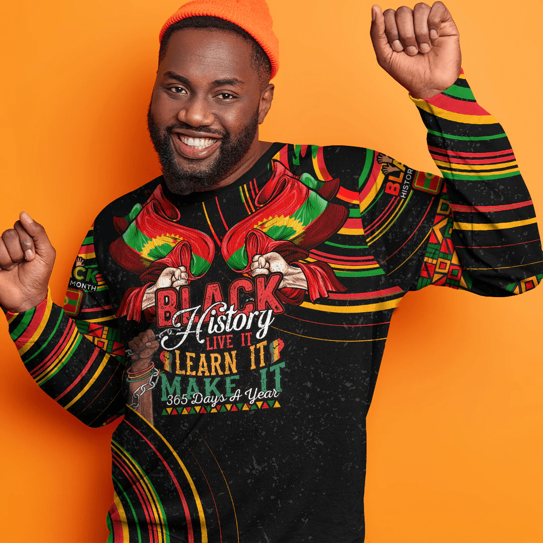Africa Clothing Oromo Yellow Verison Sweatshirt Black History Live it Learn it Make it