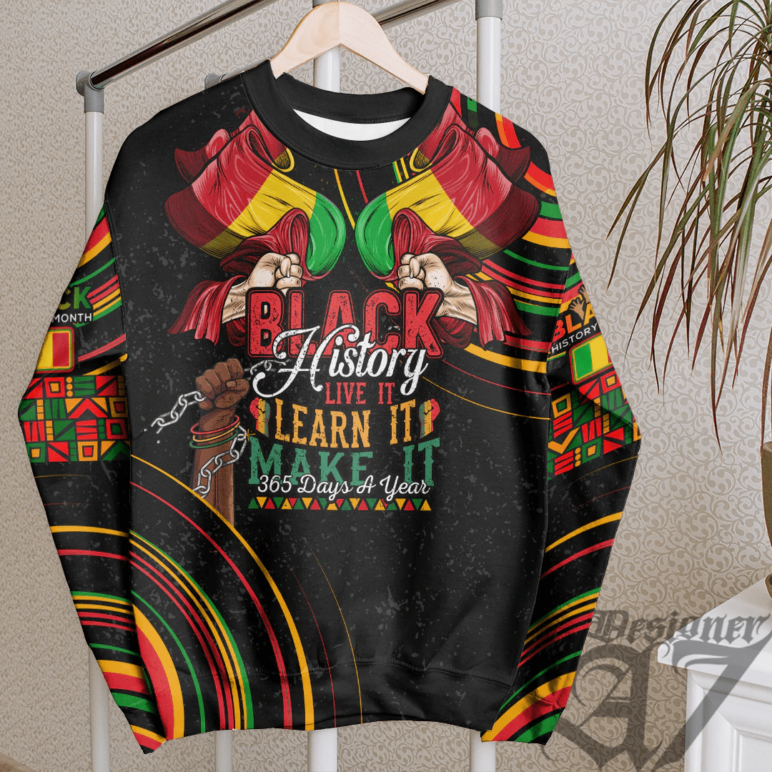 Africa Clothing Mali Sweatshirt Black History Live it Learn it Make it