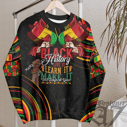 Africa Clothing Mali Sweatshirt Black History Live it Learn it Make it