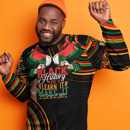 Africa Clothing Madagascar Sweatshirt Black History Live it Learn it Make it