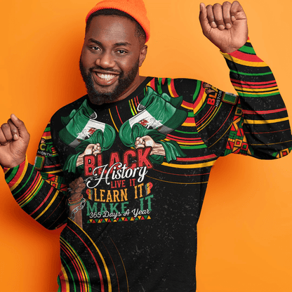 Africa Clothing Nigeria Sweatshirt Black History Live it Learn it Make it