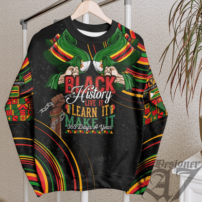 Africa Clothing Zimbabwe Sweatshirt Black History Live it Learn it Make it