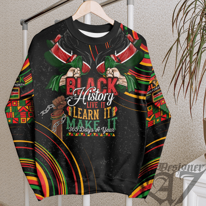 Africa Clothing Kenya Sweatshirt Black History Live it Learn it Make it