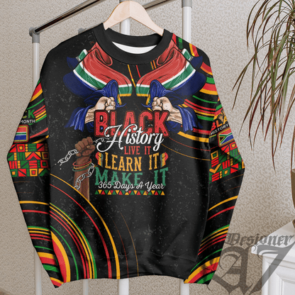 Africa Clothing South Africa Sweatshirt Black History Live it Learn it Make it