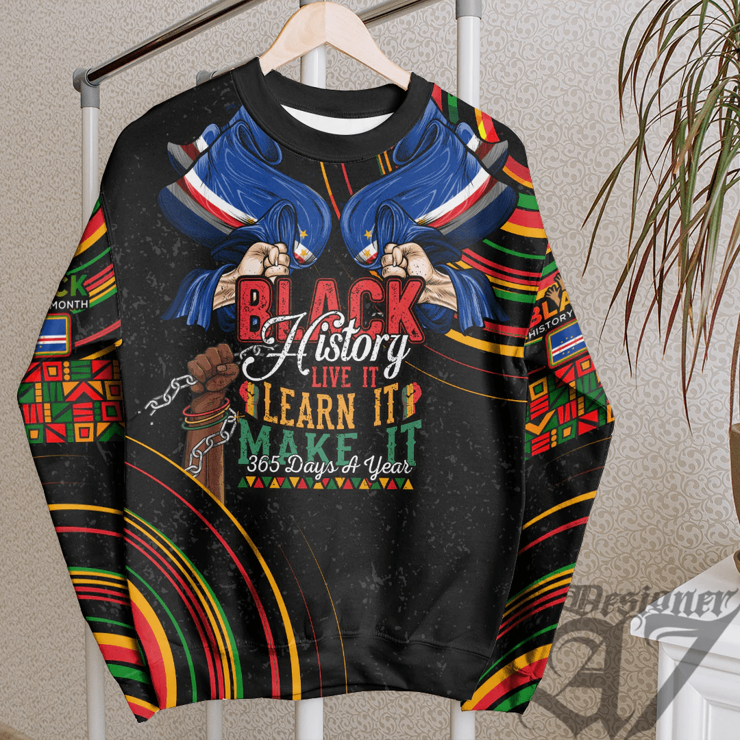Africa Clothing Cape Verde Sweatshirt Black History Live it Learn it Make it