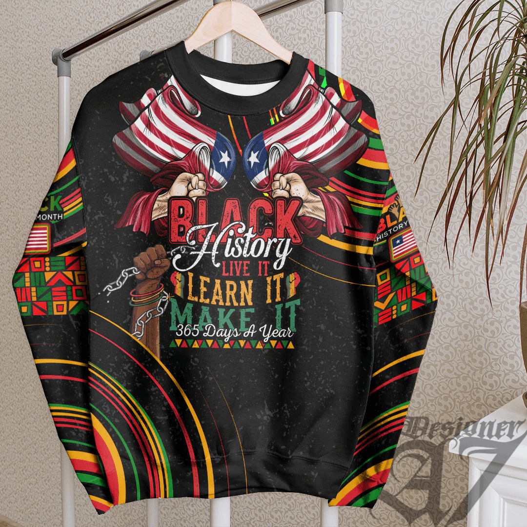 Africa Clothing Liberia Sweatshirt Black History Live it Learn it Make it