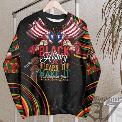 Africa Clothing Liberia Sweatshirt Black History Live it Learn it Make it