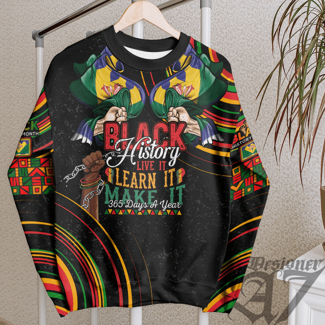 Africa Clothing Free State Region of South Africa Sweatshirt Black History Live it Learn it Make it