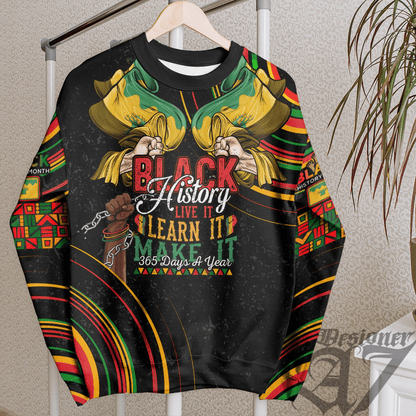 Africa Clothing Limpopo Region of South Africa Sweatshirt Black History Live it Learn it Make it