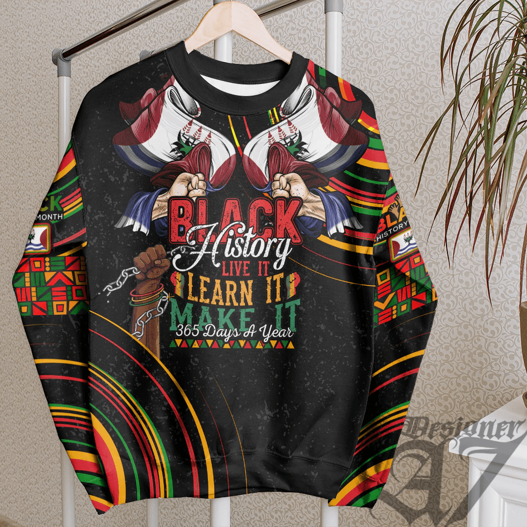 Africa Clothing Estern Cape Region of South Africa Sweatshirt Black History Live it Learn it Make it