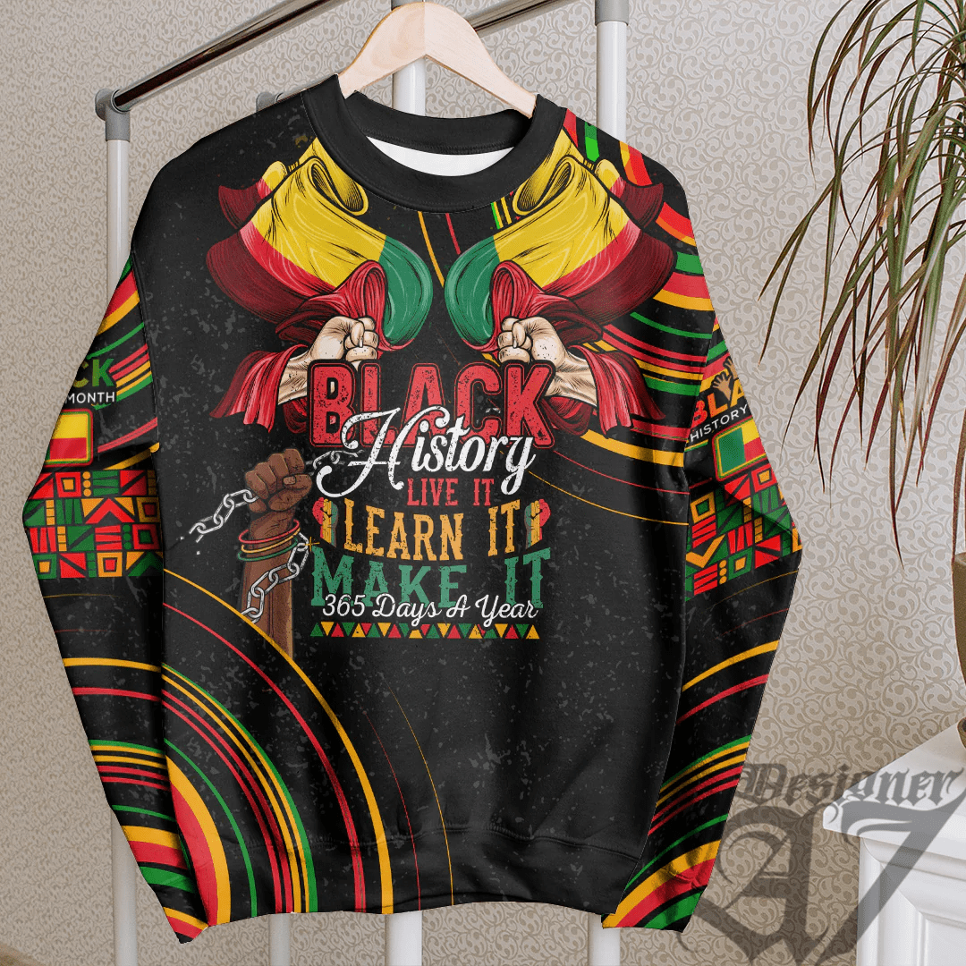Africa Clothing Benin Sweatshirt Black History Live it Learn it Make it