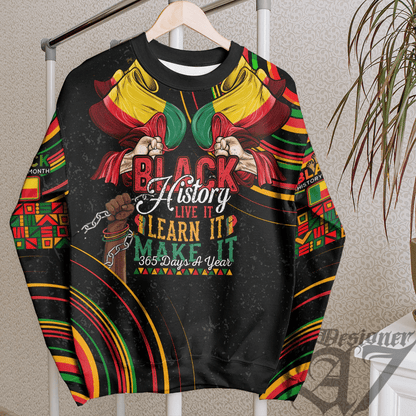 Africa Clothing Benin Sweatshirt Black History Live it Learn it Make it
