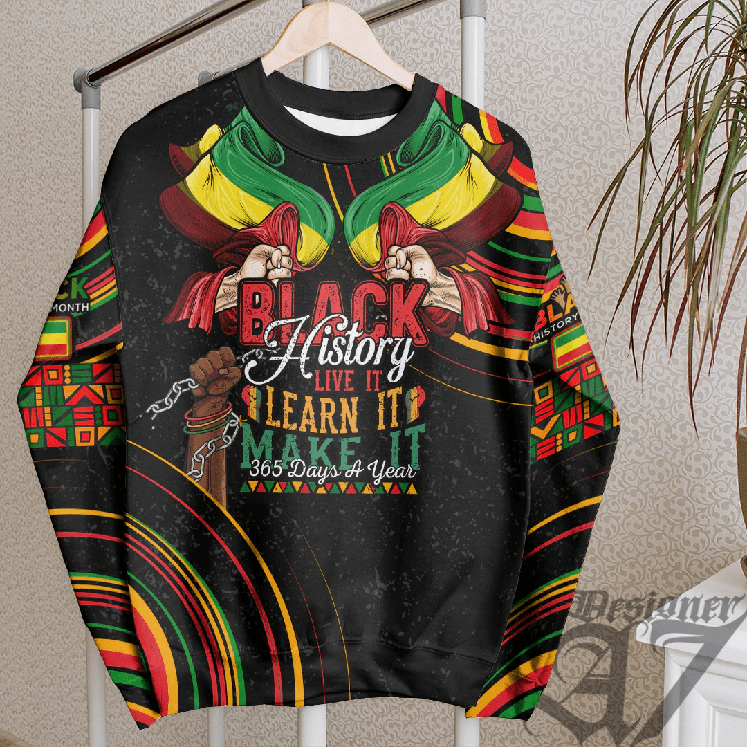 Africa Clothing Ethiopia Sweatshirt Black History Live it Learn it Make it