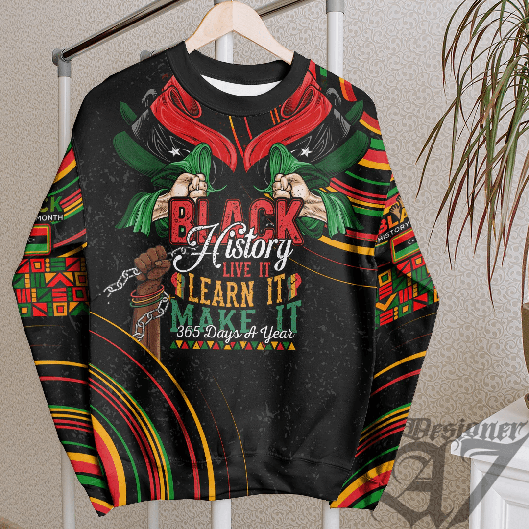 Africa Clothing Libya Sweatshirt Black History Live it Learn it Make it
