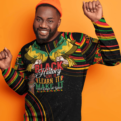 Africa Clothing Limpopo Region of South Africa Sweatshirt Black History Live it Learn it Make it