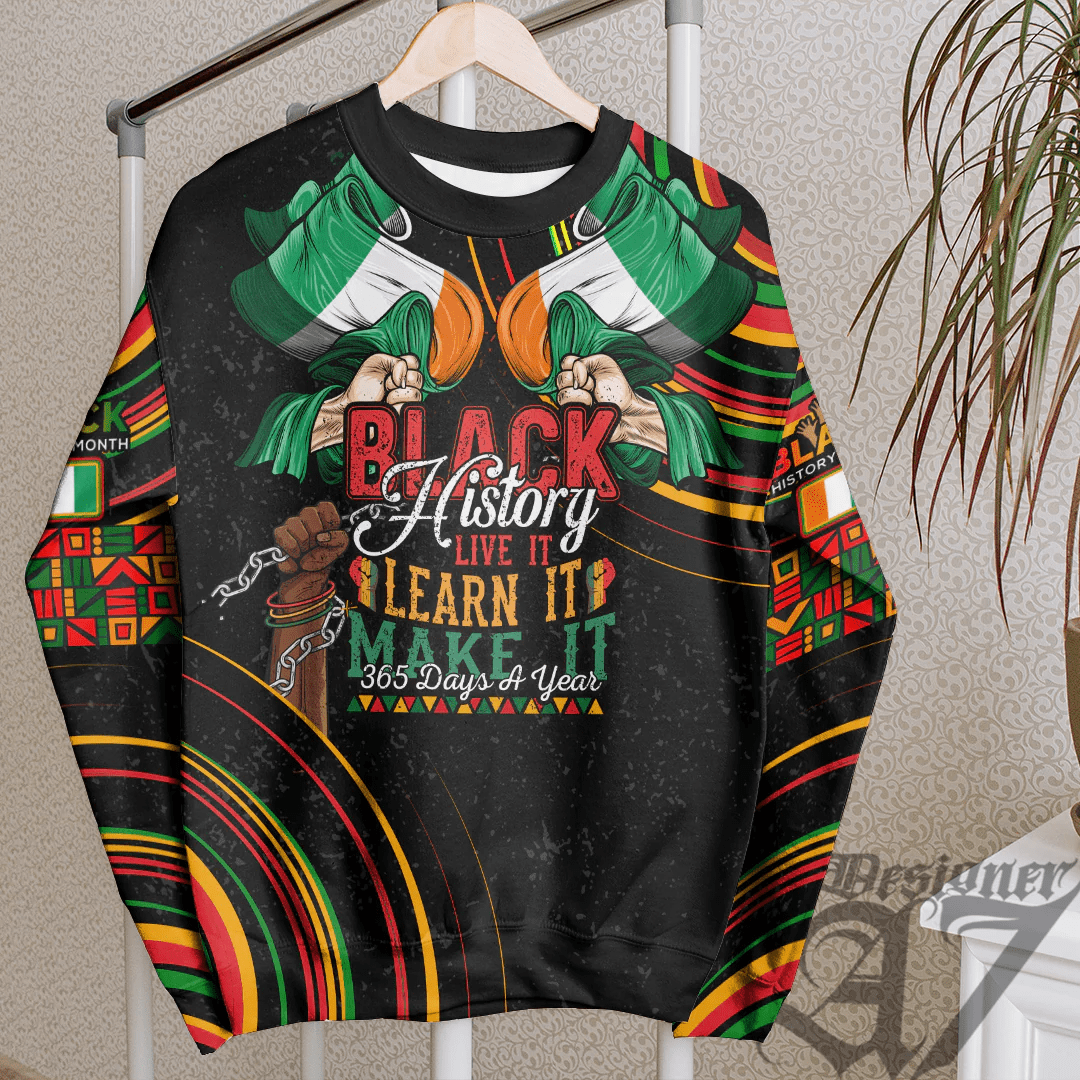 Africa Clothing Ivory Coast Sweatshirt Black History Live it Learn it Make it